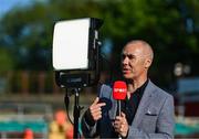 19 May 2025; Virgin Media Sport commentator David McIntyre before the SSE Airtricity Men's Premier Division match between Shelbourne and Drogheda United at Tolka Park in Dublin. Photo by Tyler Miller/Sportsfile