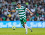 19 May 2025; Graham Burke of Shamrock Rovers has a shot on goal during the SSE Airtricity Men's Premier Division match between Shamrock Rovers and St Patrick's Athletic at Tallaght Stadium in Dublin. Photo by Thomas Flinkow/Sportsfile