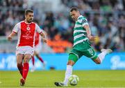 19 May 2025; Graham Burke of Shamrock Rovers has a shot on goal during the SSE Airtricity Men's Premier Division match between Shamrock Rovers and St Patrick's Athletic at Tallaght Stadium in Dublin. Photo by Thomas Flinkow/Sportsfile