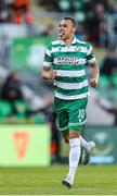 19 May 2025; Graham Burke of Shamrock Rovers celebrates after scoring his side's second goal during the SSE Airtricity Men's Premier Division match between Shamrock Rovers and St Patrick's Athletic at Tallaght Stadium in Dublin. Photo by Thomas Flinkow/Sportsfile