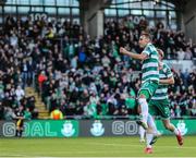 19 May 2025; Graham Burke of Shamrock Rovers celebrates after scoring his side's second goal during the SSE Airtricity Men's Premier Division match between Shamrock Rovers and St Patrick's Athletic at Tallaght Stadium in Dublin. Photo by Thomas Flinkow/Sportsfile