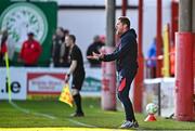 19 May 2025; Shelbourne manager Damien Duff reacts during the SSE Airtricity Men's Premier Division match between Shelbourne and Drogheda United at Tolka Park in Dublin. Photo by Sam Barnes/Sportsfile