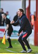 19 May 2025; Shelbourne manager Damien Duff reacts during the SSE Airtricity Men's Premier Division match between Shelbourne and Drogheda United at Tolka Park in Dublin. Photo by Sam Barnes/Sportsfile