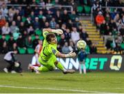 19 May 2025; Shamrock Rovers goalkeeper Ed McGinty makes a save during the SSE Airtricity Men's Premier Division match between Shamrock Rovers and St Patrick's Athletic at Tallaght Stadium in Dublin. Photo by Thomas Flinkow/Sportsfile