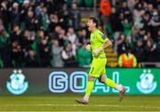 19 May 2025; Shamrock Rovers goalkeeper Ed McGinty celebrates his side's fourth goal during the SSE Airtricity Men's Premier Division match between Shamrock Rovers and St Patrick's Athletic at Tallaght Stadium in Dublin. Photo by Thomas Flinkow/Sportsfile
