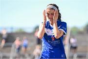 18 May 2025; Eva Galvin of Laois reacts during the TG4 Leinster LGFA Intermediate Championship final match between Laois and Westmeath at TEG Cusack Park in Mullingar, Westmeath. Photo by Seb Daly/Sportsfile