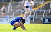 18 May 2025; Faye McEvoy of Laois reacts after her side's defeat in the TG4 Leinster LGFA Intermediate Championship final match between Laois and Westmeath at TEG Cusack Park in Mullingar, Westmeath. Photo by Seb Daly/Sportsfile