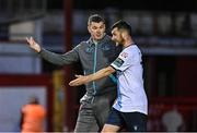 19 May 2025; Drogheda United manager Kevin Doherty in conversation with Ryan Brennan of Drogheda United after the SSE Airtricity Men's Premier Division match between Shelbourne and Drogheda United at Tolka Park in Dublin. Photo by Sam Barnes/Sportsfile
