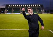 19 May 2025; Shamrock Rovers manager Stephen Bradley celebrates after the SSE Airtricity Men's Premier Division match between Shamrock Rovers and St Patrick's Athletic at Tallaght Stadium in Dublin. Photo by Stephen McCarthy/Sportsfile