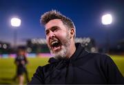 19 May 2025; Shamrock Rovers manager Stephen Bradley celebrates after the SSE Airtricity Men's Premier Division match between Shamrock Rovers and St Patrick's Athletic at Tallaght Stadium in Dublin. Photo by Stephen McCarthy/Sportsfile