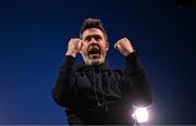 19 May 2025; Shamrock Rovers manager Stephen Bradley celebrates after the SSE Airtricity Men's Premier Division match between Shamrock Rovers and St Patrick's Athletic at Tallaght Stadium in Dublin. Photo by Stephen McCarthy/Sportsfile