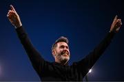 19 May 2025; Shamrock Rovers manager Stephen Bradley celebrates after the SSE Airtricity Men's Premier Division match between Shamrock Rovers and St Patrick's Athletic at Tallaght Stadium in Dublin. Photo by Stephen McCarthy/Sportsfile