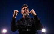 19 May 2025; Shamrock Rovers manager Stephen Bradley celebrates after the SSE Airtricity Men's Premier Division match between Shamrock Rovers and St Patrick's Athletic at Tallaght Stadium in Dublin. Photo by Stephen McCarthy/Sportsfile