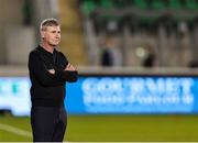 19 May 2025; St Patrick's Athletic manager Stephen Kenny reacts during the SSE Airtricity Men's Premier Division match between Shamrock Rovers and St Patrick's Athletic at Tallaght Stadium in Dublin. Photo by Thomas Flinkow/Sportsfile