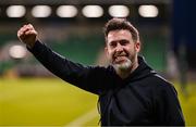 19 May 2025; Shamrock Rovers manager Stephen Bradley celebrates after the SSE Airtricity Men's Premier Division match between Shamrock Rovers and St Patrick's Athletic at Tallaght Stadium in Dublin. Photo by Stephen McCarthy/Sportsfile