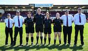 18 May 2025; Referee Paul McCaughey and match officials before the TG4 Leinster LGFA Junior Championship final match between Carlow and Louth at TEG Cusack Park in Mullingar, Westmeath. Photo by Seb Daly/Sportsfile