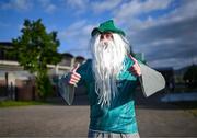 19 May 2025; A Shamrock Rovers supporter, of The Shed End Official group, beforeg the SSE Airtricity Men's Premier Division match between Shamrock Rovers and St Patrick's Athletic at Tallaght Stadium in Dublin. Photo by Stephen McCarthy/Sportsfile