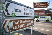 19 May 2025; A general view of a An Garda Síochána vechicle outside Tallaght Stadium before the SSE Airtricity Men's Premier Division match between Shamrock Rovers and St Patrick's Athletic at Tallaght Stadium in Dublin. Photo by Stephen McCarthy/Sportsfile
