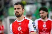 19 May 2025; Zach Elbouzedi of St Patrick's Athletic before the SSE Airtricity Men's Premier Division match between Shamrock Rovers and St Patrick's Athletic at Tallaght Stadium in Dublin. Photo by Stephen McCarthy/Sportsfile