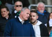 19 May 2025; St Patrick's Athletic director of football Ger O'Brien, right, and technical director Alan Mathews during the SSE Airtricity Men's Premier Division match between Shamrock Rovers and St Patrick's Athletic at Tallaght Stadium in Dublin. Photo by Stephen McCarthy/Sportsfile