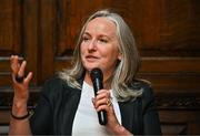 20 May 2025; Parent Frances Kiernan speaking at the launch of Bohemian Football Club Social Impact Report at the Mansion House in Dublin. Photo by Sam Barnes/Sportsfile