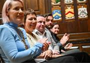 20 May 2025; Report Author Sanda Velthuis, Whitebarn Consulting, reacts during the launch of Bohemian Football Club Social Impact Report at the Mansion House in Dublin. Photo by Sam Barnes/Sportsfile