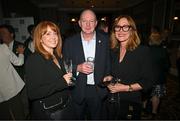 20 May 2025; A&LGoodbody Marketing Director Ciara Bourke, left,  Athletics Ireland CEO Hamish Adams, centre, and A&LGoodbody Head of Responsible Business Sinead Smith during the Irish Sport Industry Awards 2025 at College Green Hotel in Dublin. Photo by David Fitzgerald/Sportsfile