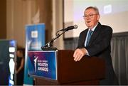20 May 2025; MC Sean O'Rourke during the Irish Sport Industry Awards 2025 at College Green Hotel in Dublin. Photo by David Fitzgerald/Sportsfile