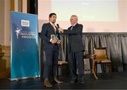 20 May 2025; Hexis co-founder Dr David Dunne in conversation with MC Sean O'Rourke after being presented with the Best New Sports Business of the Year Award during the Irish Sport Industry Awards 2025 at College Green Hotel in Dublin. Photo by David Fitzgerald/Sportsfile