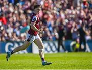 17 May 2025; Matthew Thompson of Galway after scoring his side's first goal during the GAA Football All-Ireland Senior Championship Round 1 match between Galway and Dublin at Pearse Stadium in Galway. Photo by Piaras Ó Mídheach/Sportsfile