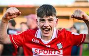 16 May 2025; Jack Counihan of Cork celebrates after his side's victory in the Electric Ireland GAA Hurling Munster Minor Championship final match between Cork and Waterford at FBD Semple Stadium in Thurles, Tipperary. Photo by Piaras Ó Mídheach/Sportsfile