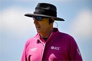 21 May 2025; Umpire Roly Black during the first match of the One Day International Series between Ireland and the West Indies at Clontarf Cricket Club in Dublin. Photo by Sam Barnes/Sportsfile