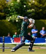 21 May 2025; Ireland batter Tom Mayes in action during the first match of the One Day International Series between Ireland and the West Indies at Clontarf Cricket Club in Dublin. Photo by Sam Barnes/Sportsfile