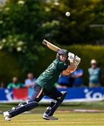 21 May 2025; Ireland batter Tom Mayes in action during the first match of the One Day International Series between Ireland and the West Indies at Clontarf Cricket Club in Dublin. Photo by Sam Barnes/Sportsfile