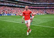 11 May 2025; Ciarán Downey of Louth celebrates after his side's victory in the Leinster GAA Football Senior Championship final match between Louth and Meath at Croke Park in Dublin. Photo by Piaras Ó Mídheach/Sportsfile