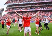 11 May 2025; Ciarán Downey of Louth celebrates after his side's victory in the Leinster GAA Football Senior Championship final match between Louth and Meath at Croke Park in Dublin. Photo by Piaras Ó Mídheach/Sportsfile