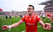 11 May 2025; Tommy Durnin of Louth celebrates after his side's victory in the Leinster GAA Football Senior Championship final match between Louth and Meath at Croke Park in Dublin. Photo by Piaras Ó Mídheach/Sportsfile