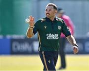 21 May 2025; Liam McCarthy of Ireland during the first match of the One Day International Series between Ireland and the West Indies at Clontarf Cricket Club in Dublin. Photo by Sam Barnes/Sportsfile