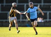 21 May 2025; Senan Crosbie of Dublin in action against Ed McDermott of Kilkenny during the oneills.com Leinster GAA Hurling U20 Championship final match between Dublin and Kilkenny at Laois Hire O'Moore Park in Portlaoise, Laois. Photo by Piaras Ó Mídheach/Sportsfile