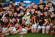 21 May 2025; Kilkenny players celebrate after their side's victory in the oneills.com Leinster GAA Hurling U20 Championship final match between Dublin and Kilkenny at Laois Hire O'Moore Park in Portlaoise, Laois. Photo by Piaras Ó Mídheach/Sportsfile