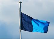 21 May 2025; The Dublin flag flying inside the ground before the oneills.com Leinster GAA Hurling U20 Championship final match between Dublin and Kilkenny at Laois Hire O'Moore Park in Portlaoise, Laois. Photo by Piaras Ó Mídheach/Sportsfile