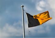 21 May 2025; The Kilkenny flag flying inside the ground before the oneills.com Leinster GAA Hurling U20 Championship final match between Dublin and Kilkenny at Laois Hire O'Moore Park in Portlaoise, Laois. Photo by Piaras Ó Mídheach/Sportsfile