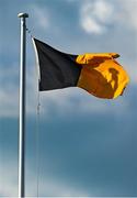 21 May 2025; The Kilkenny flag flying inside the ground before the oneills.com Leinster GAA Hurling U20 Championship final match between Dublin and Kilkenny at Laois Hire O'Moore Park in Portlaoise, Laois. Photo by Piaras Ó Mídheach/Sportsfile