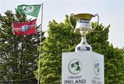 23 May 2025; The Flags of Ireland and West Indies pictured before the second match of the One Day International Series between Ireland and the West Indies at Clontarf Cricket Club in Dublin. Photo by Sam Barnes/Sportsfile