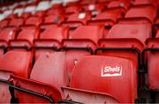 23 May 2025; A Shelbourne sticker in the ground before the SSE Airtricity Men's Premier Division match between Shelbourne and Sligo Rovers at Tolka Park in Dublin. Photo by Piaras Ó Mídheach/Sportsfile