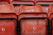 23 May 2025; A Shelbourne sticker in the ground before the SSE Airtricity Men's Premier Division match between Shelbourne and Sligo Rovers at Tolka Park in Dublin. Photo by Piaras Ó Mídheach/Sportsfile
