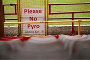 23 May 2025; A sign inside the ground before the SSE Airtricity Men's Premier Division match between Shelbourne and Sligo Rovers at Tolka Park in Dublin. Photo by Piaras Ó Mídheach/Sportsfile