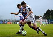 23 May 2025; Colm Whelan of Bohemians in action against Owen Lambe of Drogheda United during the SSE Airtricity Men's Premier Division match between Drogheda United and Bohemians at Sullivan & Lambe Park in Drogheda, Louth. Photo by Shauna Clinton/Sportsfile