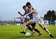 23 May 2025; Colm Whelan of Bohemians in action against Owen Lambe of Drogheda United during the SSE Airtricity Men's Premier Division match between Drogheda United and Bohemians at Sullivan & Lambe Park in Drogheda, Louth. Photo by Shauna Clinton/Sportsfile
