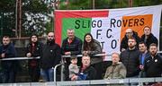 23 May 2025; A section of Sligo Rovers supporters during the SSE Airtricity Men's Premier Division match between Shelbourne and Sligo Rovers at Tolka Park in Dublin. Photo by Piaras Ó Mídheach/Sportsfile